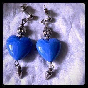 Blue hearts earrings